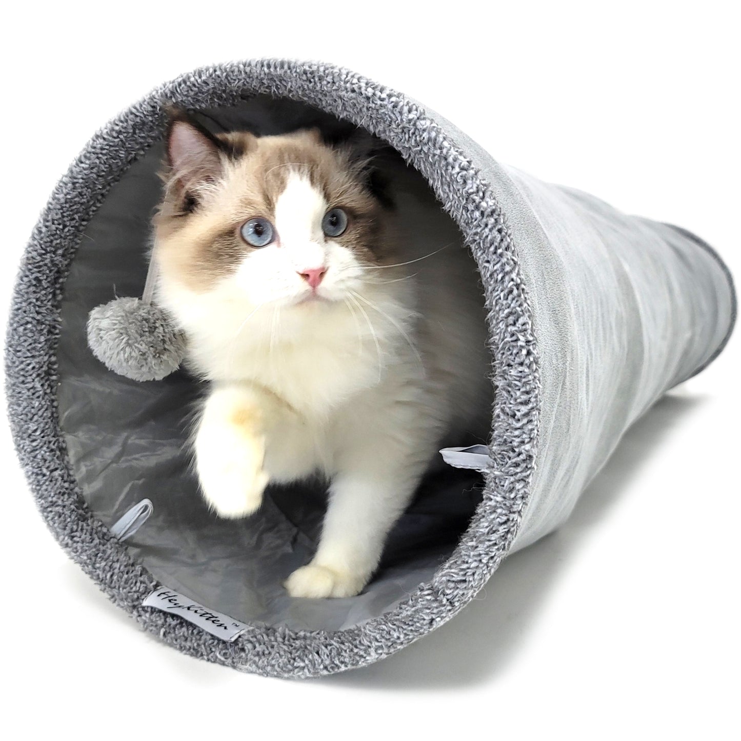 12" dia. Collapsible Crinkle Cat Play Tunnel with Hanging Toy Ball