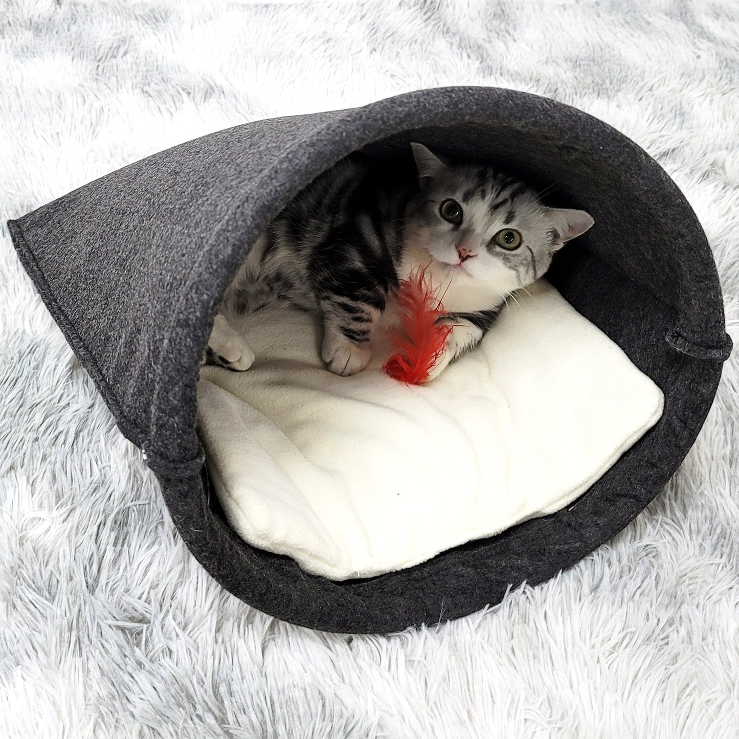 Wool Felt Cat Cave Bed House for Indoor Kittens