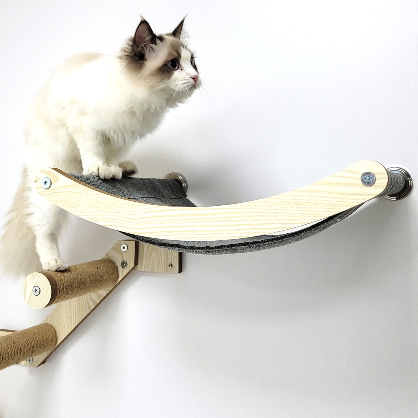 Stud Mounted Cat Wall Hammock, Maple
