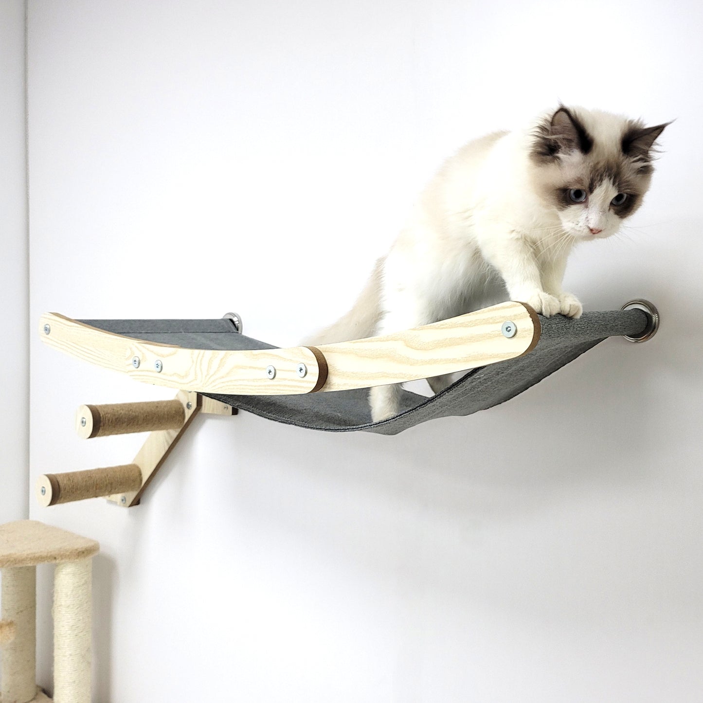 Stud Mounted Cat Wall Hammock, Maple