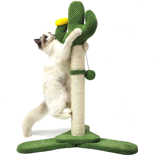 Cactus Cat Scratching Post with Dangling Toy Ball