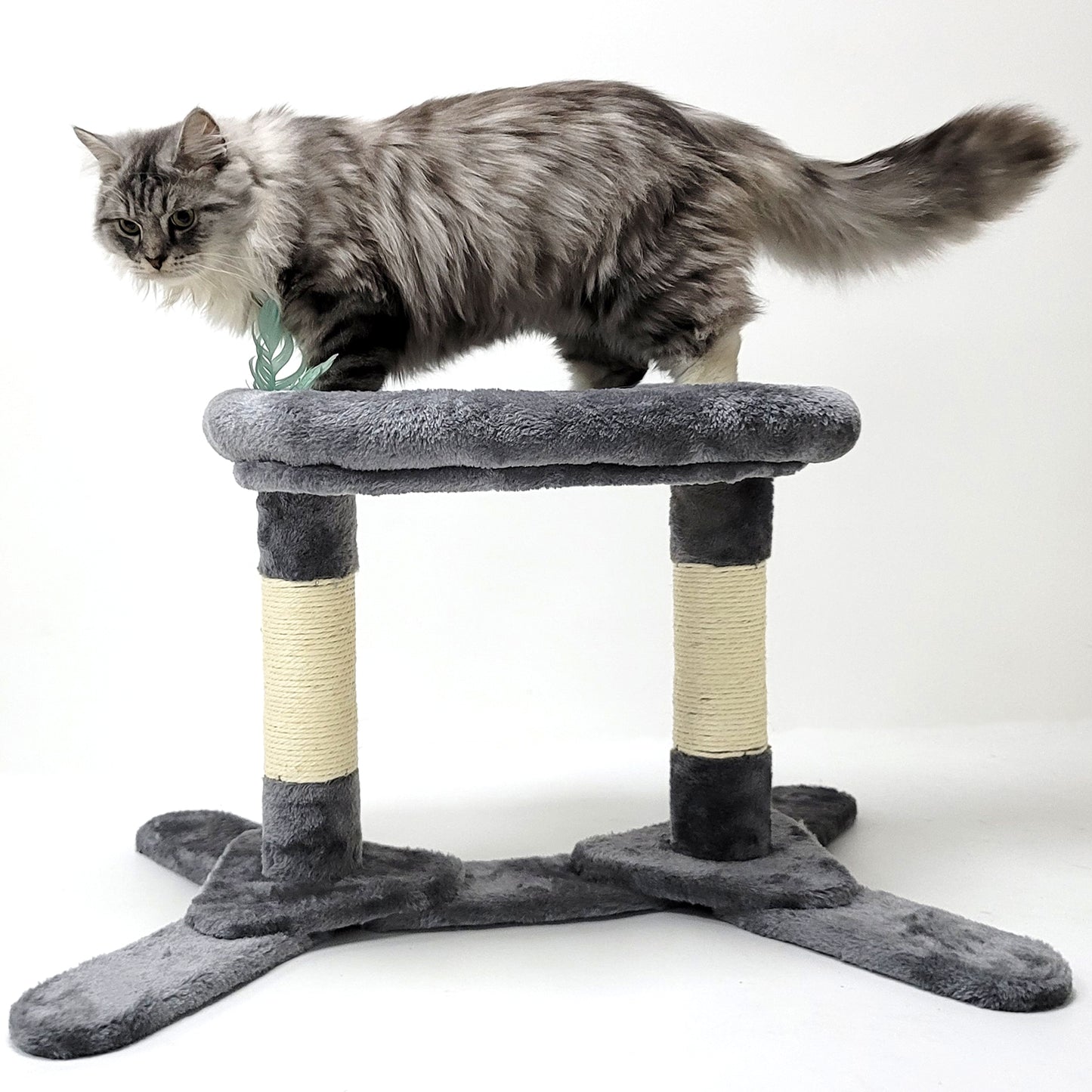 Cat Bed with Dual Scratching Posts (Gray/Beige)