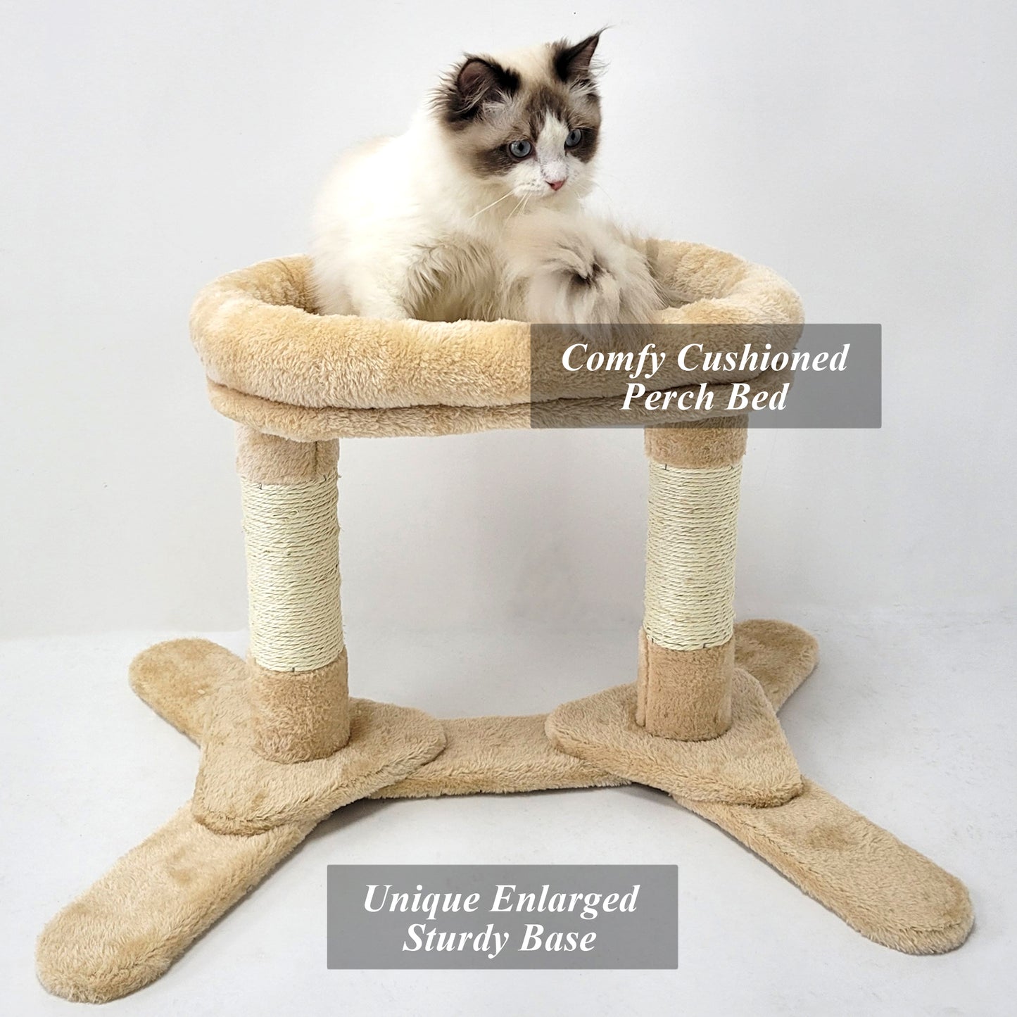 Cat Bed with Dual Scratching Posts (Gray/Beige)