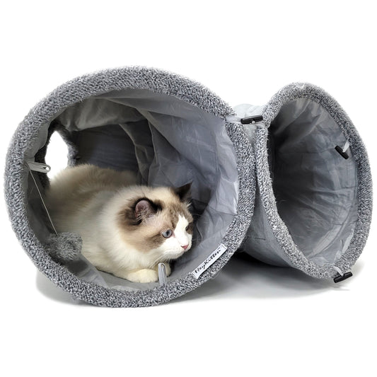 12" dia. Collapsible Crinkle Cat Play Tunnel with Hanging Toy Ball