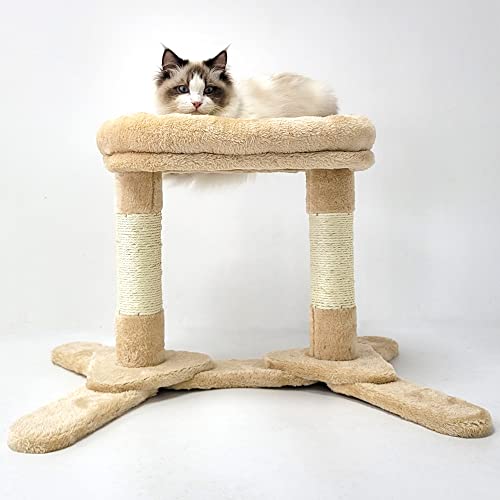 Cat Bed with Dual Scratching Posts (Gray/Beige)