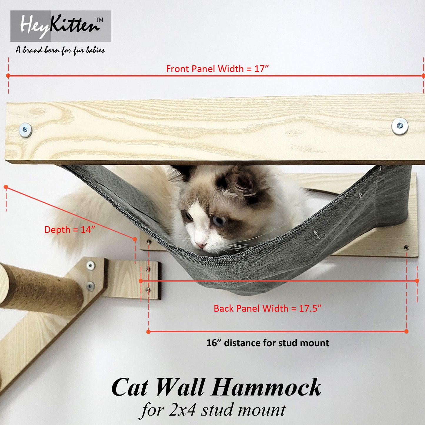 Cat Hammock and Jumping Steps for Stud Mount, Maple